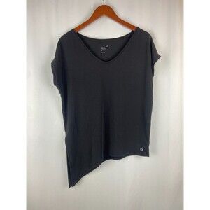 GapFit Breathe Size S Black V-Neck Short Sleeve Top Gym Workout Asymmetric Hem